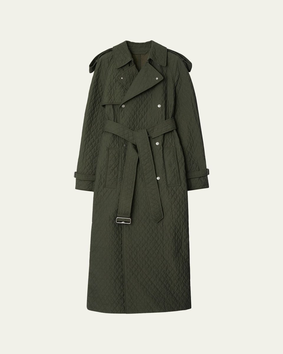 Quilted Double-Breast Belted Trench Coat